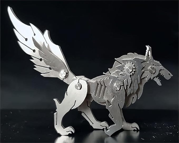 3D Metal Model Kits, Mechanical Wolf 3D Metal Puzzle,Steel Animal Series DIY Brain Teasers Simple 3D Puzzles Home Decor Art Craft Gifts Toys for Adult