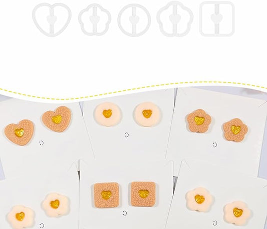 Heart Center Polymer Clay Cutters – 5 Shapes Clay Earring Cutters Set for DIY Jewelry – Polymer Clay Tools for Earrings & Crafts – Cute Clay Cutter Set for Valentine & Gift Projects