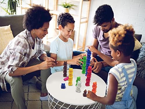 Skoolzy Stackable Counting Bears Color Sorting Toys for Toddlers 100 pc - Montessori Toddler Sorting Toys, Sorting Games, Teaching Counting Toys for Toddlers 3+, Manipulatives for Preschoolers