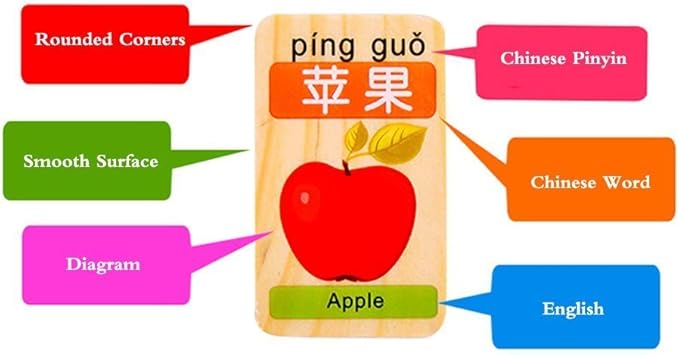 Guaishou New Chinese English Language Learning Wooden Blocks Domino Children's Educational Product Wooden Toys Recognize/Identify Fruits and Animals 100pcs