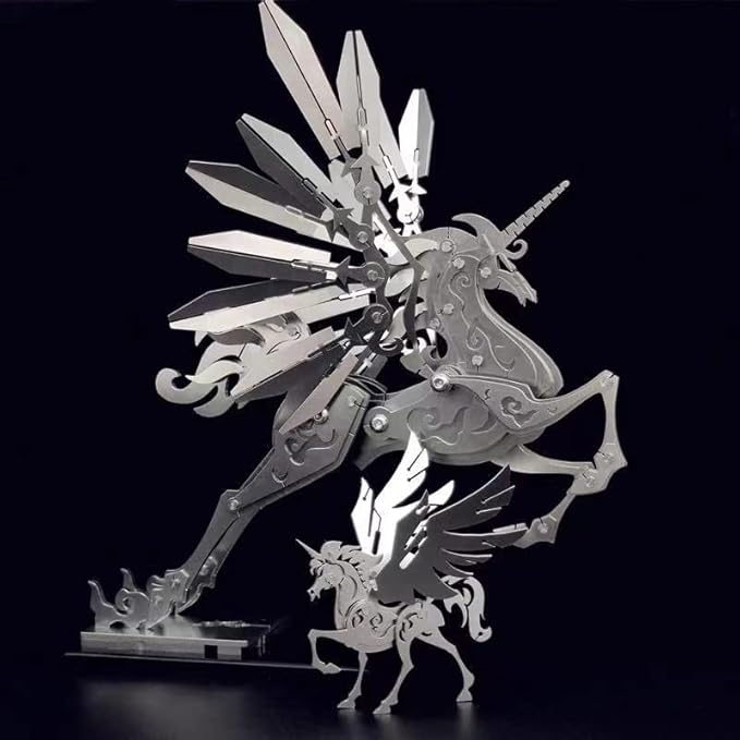 3D Metal Model Kits, Mechanical Small Unicorn 3D Metal Puzzle,Steel Divine Beast Series DIY Animal Brain Teasers Simple 3D Puzzles Home Decor Art Craft Gifts Toys for Adult