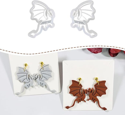 Polymer Clay Cutters Dragon Set – 2PCS Fantasy Dragon Clay Earring Cutters for Polymer Clay Jewelry, Halloween Gothic Clay Tools and Cutters for Cosplay and DIY Crafts