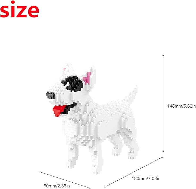 Larcele Micro Building Blocks Animal Set, DIY Mini 3D Building Toy Bricks,797 Pieces KLJM-05(Bull Terrier)