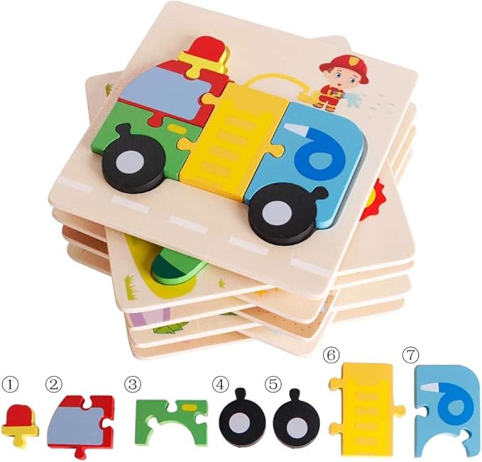 Wooden Puzzle Jigsaw Toy, 8 Pack Puzzle Toys for Toddlers 3-4 Years Old boy and Girl Birthday Gift Educational Kids Toys
