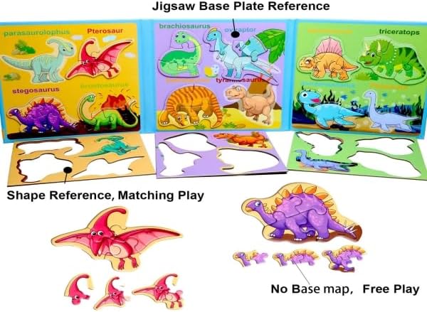 3 Pack Magnetic Puzzles for Kids Ages 3-5, Magnetic Board for Toddlers, Refrigerator Magnets,Toddler Travel Activities for 2-4 Year Old Boys and Girls (Insect + Dinosaur + Transportation)