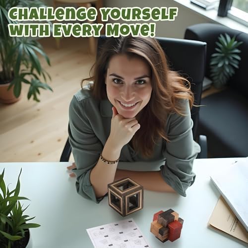 Sharp Brain Zone Wooden Puzzle Box – 3D Mechanical Brain Teaser Puzzle with Secret Compartments | Handcrafted Natural Wood, STEM Educational Logic Game & Unique Gift for Puzzle Lovers