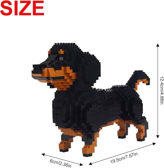 Larcele Micro Building Blocks Animal Set, DIY Mini 3D Building Toy Bricks,836 Pieces KLJM-05(Dachshund)