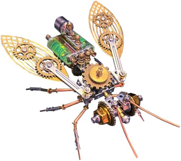 Steampunk Metal Insect Bug Mechanical Steampunk Sculpture Steampunk Mechanical Insect Clockwork 3D Steampunk Metal Puzzle Kits for Adults (Gatling Bee)