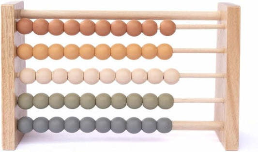Boho Abacus - STEM Toy- Boho Nursery Decor and Playroom Decor- Math Toddler Toy with Beads- Montessori Toys - Aesthetic Modern Educational Wooden Toys