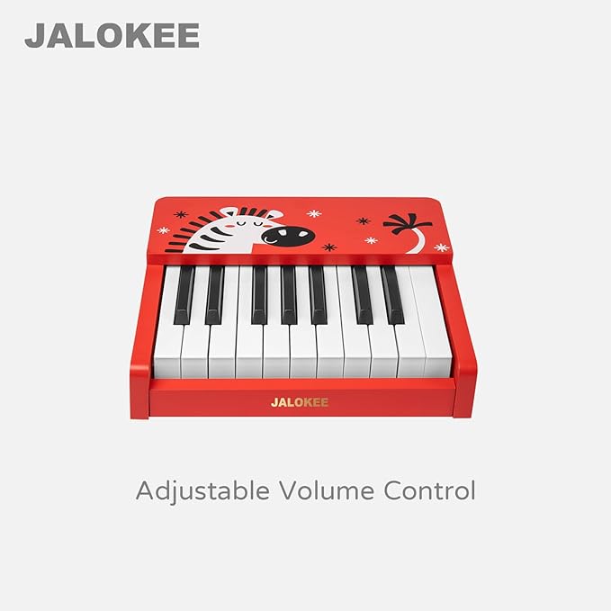 Kids Piano Keyboard, 18 Keys Digital Piano for Kids, Mini Music Educational Instrument Toy, Wood Toy for Toddlers Girls Boys (Red)