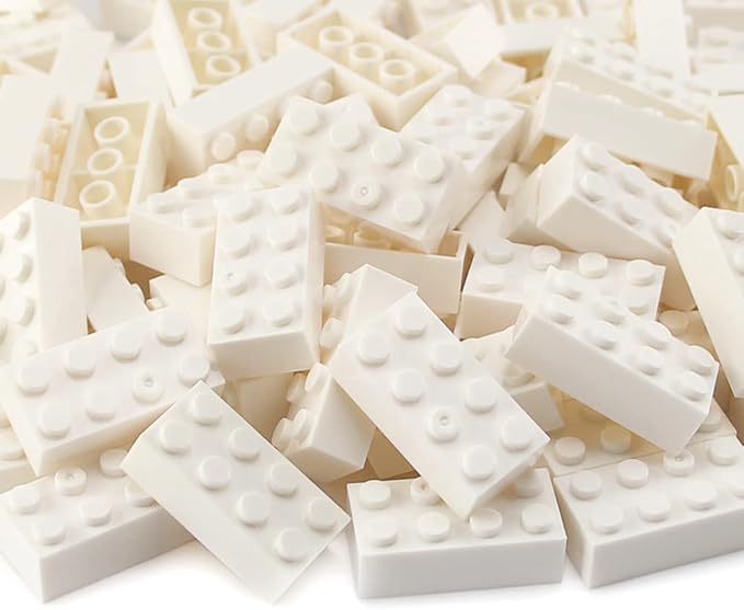 Feleph 100pcs 2x4 Bricks White Pieces Parts Classic Building Blocks Creative Play Set Toy Accessories Combine with 3001 Major Brick Brands