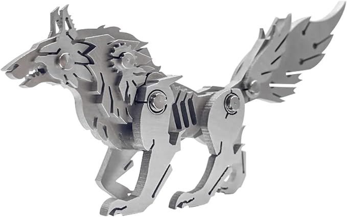 3D Metal Model Kits, Mechanical Wolf 3D Metal Puzzle,Steel Animal Series DIY Brain Teasers Simple 3D Puzzles Home Decor Art Craft Gifts Toys for Adult