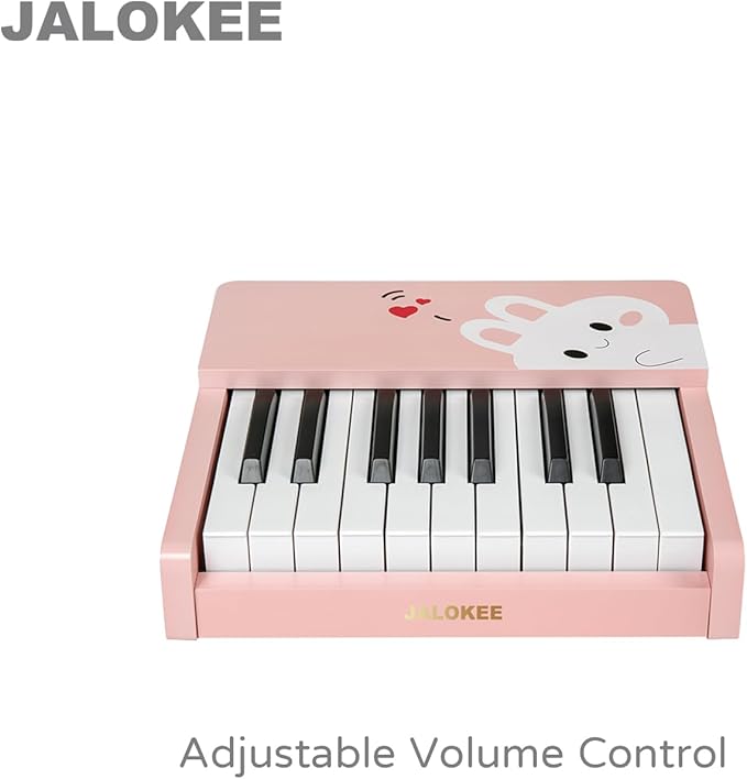 Kids Piano Keyboard, 18 Keys Digital Piano for Kids, Mini Music Educational Instrument Toy, Wood Toy for Toddlers Girls Boys (Pink)