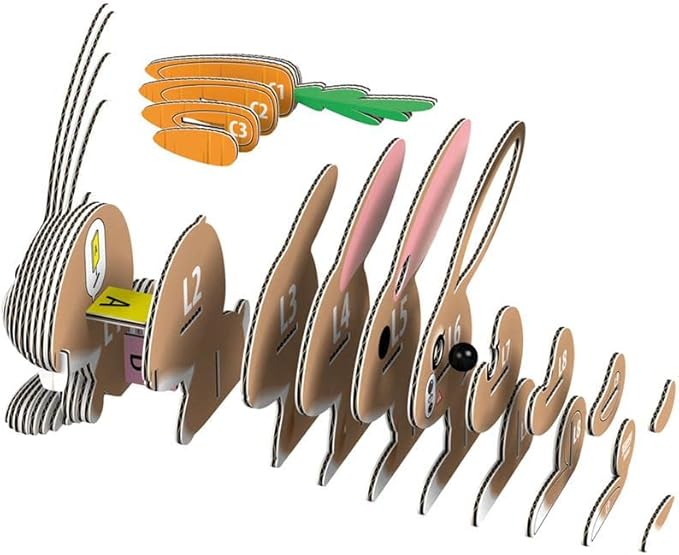 Eugy Rabbit 3D Puzzle, 39 Piece Eco-Friendly Educational Toy Puzzles for Boys, Girls & Kids Ages 6+