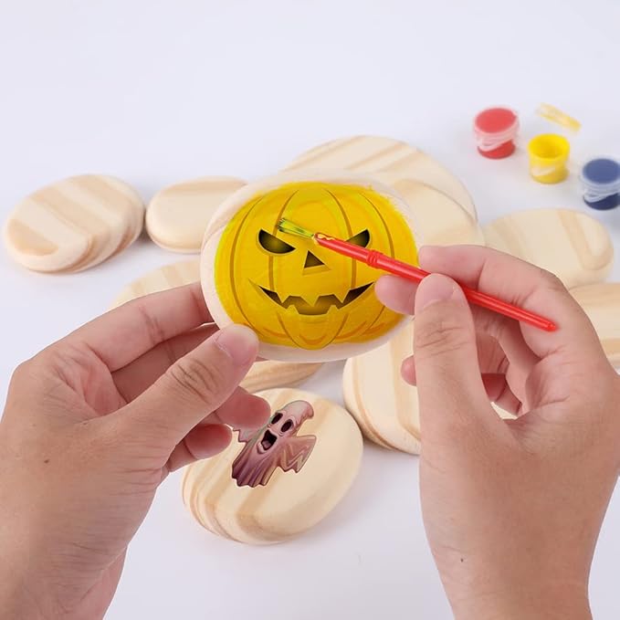 WODI Wooden Logs Stacking Stones 10Pcs Wood Sorting Balancing Rocks Blocks Montessori Educational Toys for Toddler Kids 3 Years Up Developing Skills