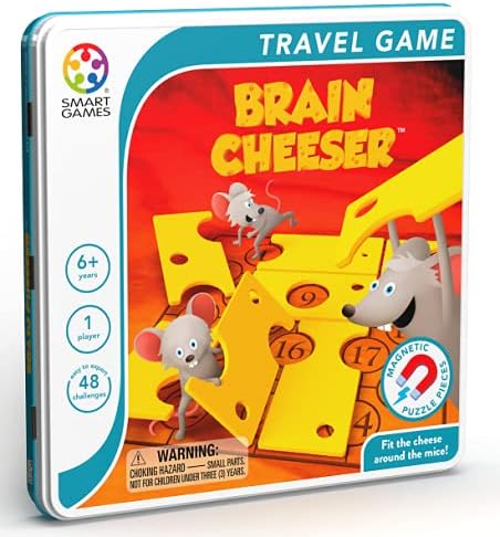 SmartGames Brain Cheeser Magnetic Travel Game with 48 Challenges for Ages 5+ with Metal Travel Box