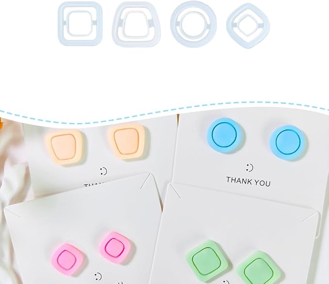 Polymer Clay Cutters Geometric Stud Earring Set – 4 Pairs Modern Clay Cutters for Polymer Clay Jewelry, Clay Tools and Molds for DIY Earrings