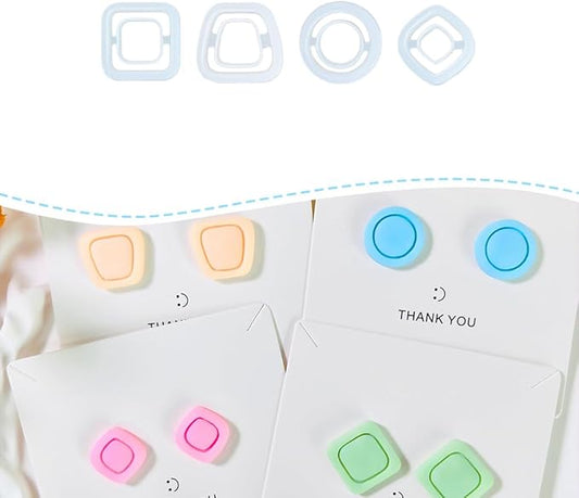 Polymer Clay Cutters Geometric Stud Earring Set – 4 Pairs Modern Clay Cutters for Polymer Clay Jewelry, Clay Tools and Molds for DIY Earrings