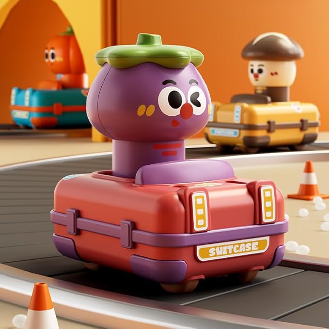 4 Pack Press and Go Cars Toys for Toddlers 1-3, 1-2 Year Old Baby Vegetable Racing Cars, Infant Play Vehicle Set, Push Go Friction Car Toys for 6-9-12-18-24 Month, 1st Birthday Gifts for Boys Girl