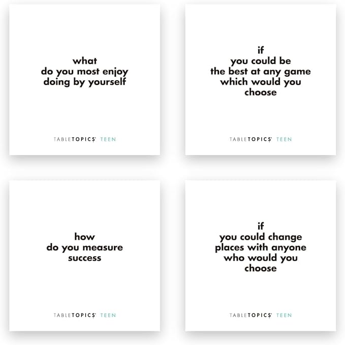 TableTopics Teen Conversation Cards for Teenagers with Their Family & Friends, 135 Fun Questions for Connection at Dinnertime, Hangouts, Game Night, & Classrooms