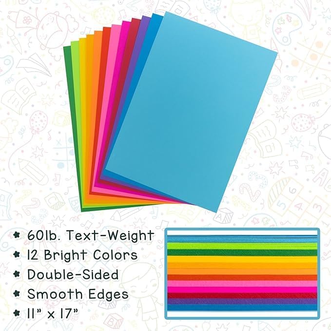 Hygloss Black Paper - 24 lb, 89 GSM, Acid-Free, Fade-Resistant, 11x17-Inch Ledger Size Color Copy Paper, 50 Sheets