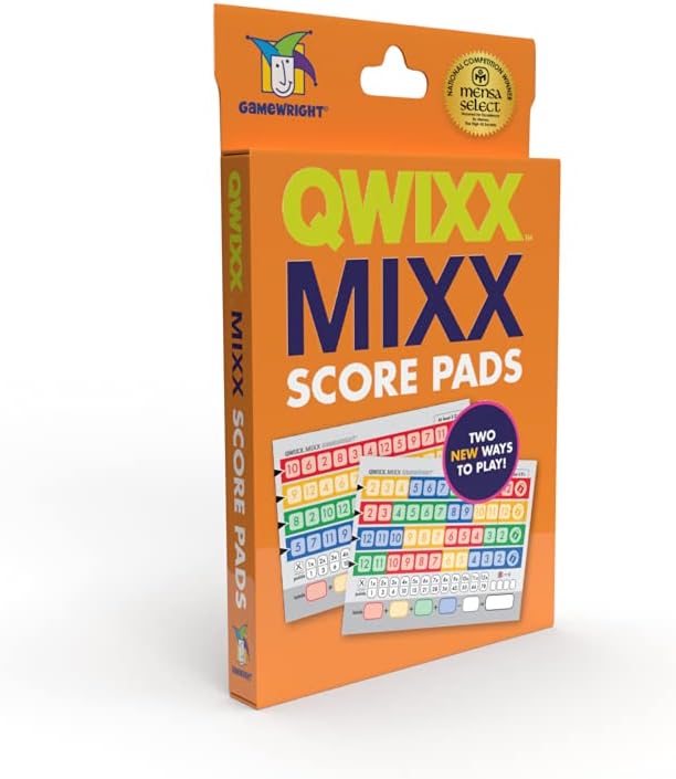 Gamewright Qwixx Mixx - Genuine Enhanced Game Play Add-On Replacement Scorecards for Qwixx - A Fast Family Dice Game, 8 + years