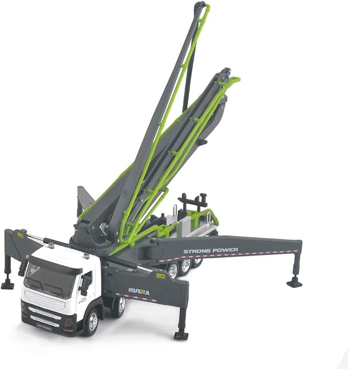 Ailejia Concrete Pump Truck Model Toy Construction Vehicle 1:50 Scale Die-cast Heavy Duty Wheeled Pump Truck Toys for Kids and Ornament (Grey)