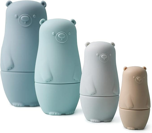 OESSUF Nesting Dolls | Russian Silicone Nesting Dolls for Toddlers | Matryoshka Doll Montessori Educational Toy | Bear Stacking Nesting Doll Toys | Gift for Kids 3 Years Up