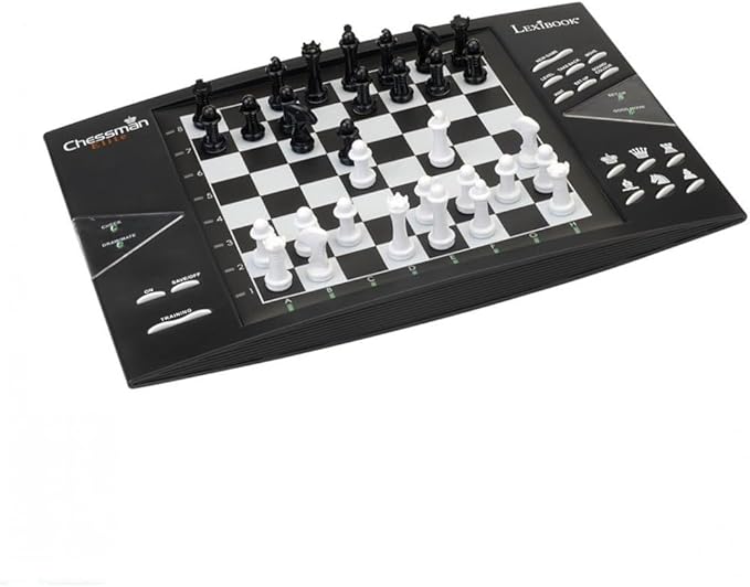 Lexibook, Chessman® Elite, Interactive Electronic Chess Game +, 64 Levels of Difficulty, LEDs, Family Child Board Game, Black/White, CG1300