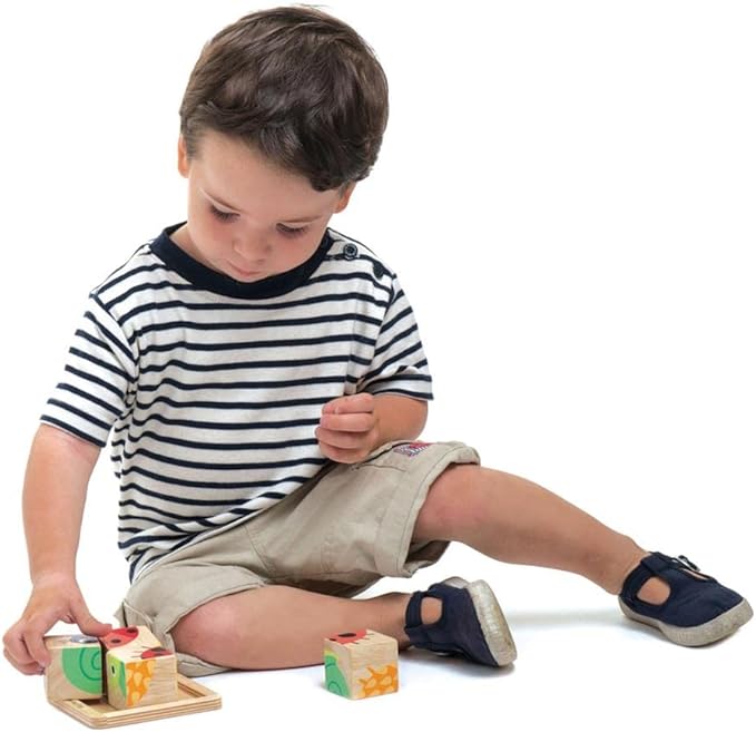 Tender Leaf Toys - Baby Blocks - 5 Pieces My First Wooden Jigsaw Puzzle with Storage Tray for Toddlers 18M+