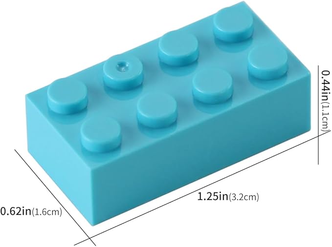 Feleph 100pcs 2x4 Bricks Medium Azure Pieces Parts Classic Building kit Creative Play Set Basic Blocks Toy Accessories Compatible with 3001 Major Brands