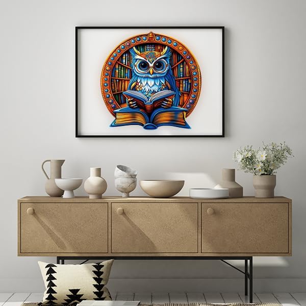 Wooden Jigsaw Puzzles for Adults, Book Owl Puzzle, 300 Pieces Unique Animal Shaped Wooden Puzzle, Fun Challenging Family Games for Kids and Teens, 15.49" x 15.29", Gift Box Included