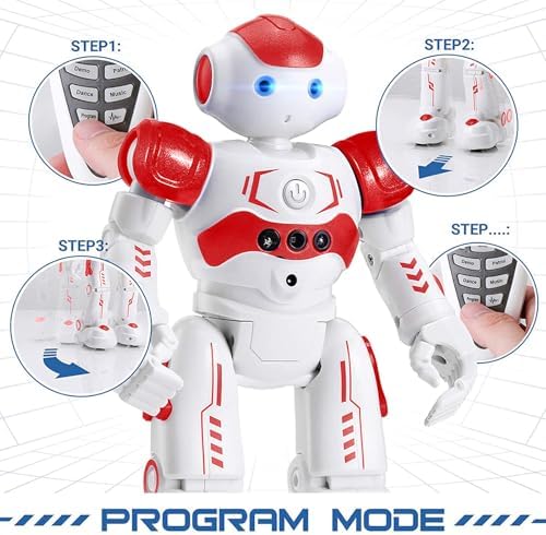 KingsDragon RC Robot Toys for Kids, Gesture & Sensing Programmable Remote Control Smart Robot for Age 3 4 5 6 7 8 Year Old Boys Girls Birthday Gift Present,Red