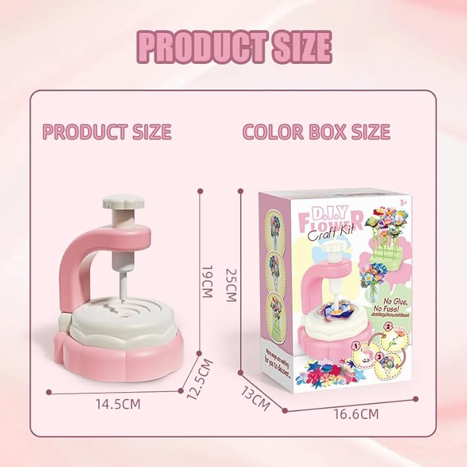 Logth DIY Flower Craft Kit with Flower Maker – Build Your Own Bouquet Toy, Educational Arts & Crafts Activity for Girls Ages 4-8, Preschool Learning, Birthday Gift