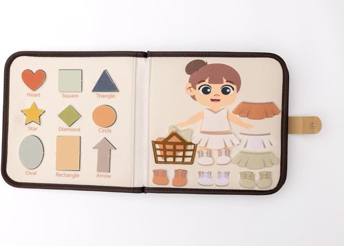 Montessori Busy Book for Toddlers 1-3, Muted Neutral Aesthetic, Interactive Play, Learning Curriculum, 1-3 Year Old Boy Girl Birthday Gift, Travel Fun, Educational Daycare Toy, Visual Cognitive Skills