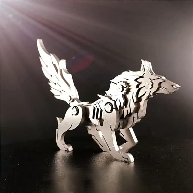 3D Metal Model Kits, Mechanical Wolf 3D Metal Puzzle,Steel Animal Series DIY Brain Teasers Simple 3D Puzzles Home Decor Art Craft Gifts Toys for Adult