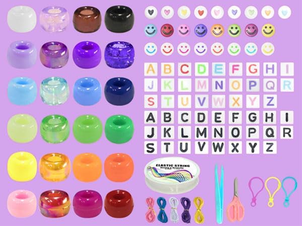 LIS HEGENSA Pony Beads Bulk,Kandi Beads for Necklace Jewelry Making Hair Braiding,Bracelets Making Kits,Hair Bead,Bracelet Beads,Plastic Beads for Crafts Braids Girls(24 Color,1000PCS)