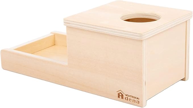 Adena Montessori Object Permanence Box with Tray Three Balls Montessori Toys for 6-12 Months Baby 1 Year Old Infant Toddler (Small Box - Typical)