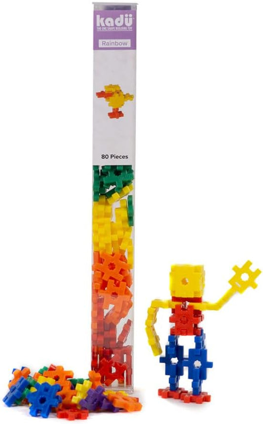 KADU Rainbow 80 Piece Set - STEM/STEAM Building + Construction Toy, for Open + Imaginative Play