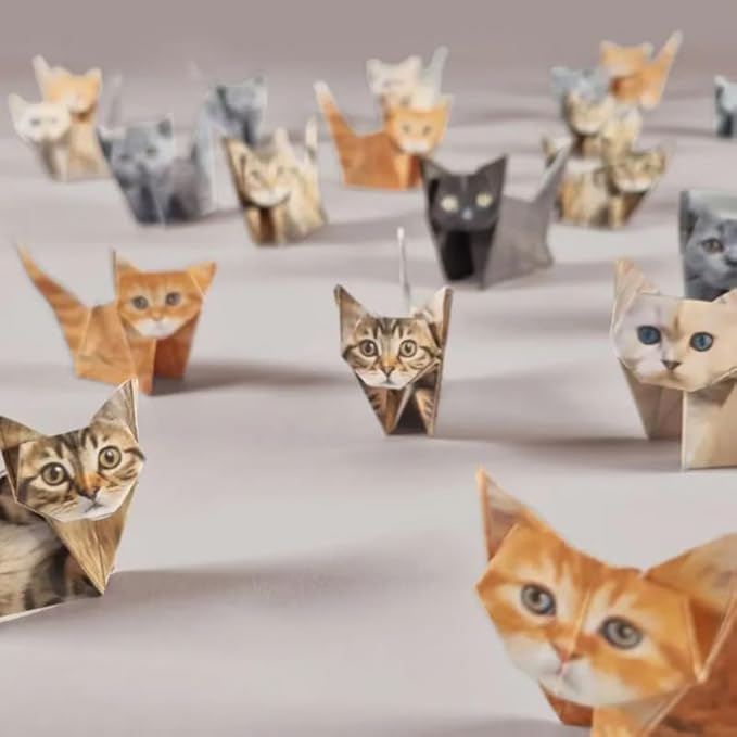 DIY Origami Paper Cats - 50 Sheets DIY Origami Paper to Fold Cute Cat Figures, Fun Craft Activity for Adults & Kids, Desk Decoration & Gift for Cat Lovers