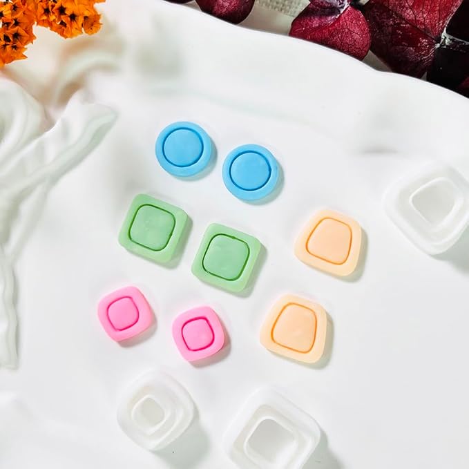 Polymer Clay Cutters Geometric Stud Earring Set – 4 Pairs Modern Clay Cutters for Polymer Clay Jewelry, Clay Tools and Molds for DIY Earrings