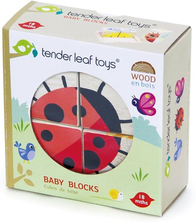 Tender Leaf Toys - Baby Blocks - 5 Pieces My First Wooden Jigsaw Puzzle with Storage Tray for Toddlers 18M+