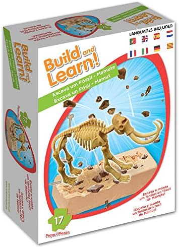 Science4you - Mammoth Fossil Digging Kit for Kids +6 Years - Excavate and Assemble 17 Mammoth Fossils - Ideal Dinosaur Excavation Kit Toy, Archeology and Paleontology Sets for Kids Age 6+