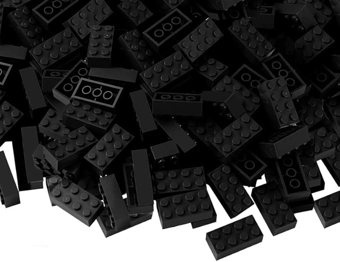 Feleph 100pcs 2x4 Bricks Black Pieces Parts Classic Building Creative Play Blocks Set Parts Toy Accessories Compatible with 3001 Major Brick Brands