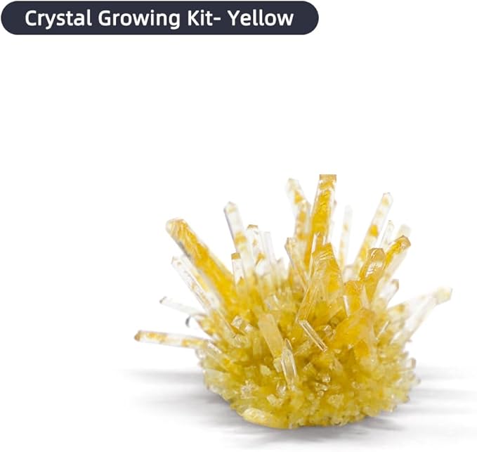 Crystal Growing Kit for Kids, Yellow DIY Crystal Science Experiment Set, Grow Your Own Crystals, STEM Educational Chemistry Kit for Boys & Girls Ages 6-12, Fun Science Lab Gift for Kids