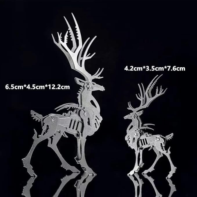 3D Metal Model Kits, Mechanical Larger Elk 3D Metal Puzzle,Steel Mythology Animal Series DIY Brain Teasers Simple 3D Puzzles Home Decor Art Craft Gifts Toys for Adult