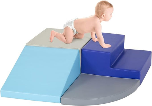 4-Piece Set Climbing Toys for Toddlers 1-3 and Climb Foam Play Set Babies Foam Blocks Toddler Climbing Toys Indoor Baby Climbing Toys Children’s Composite Toy for Crawling Climbing and Sliding