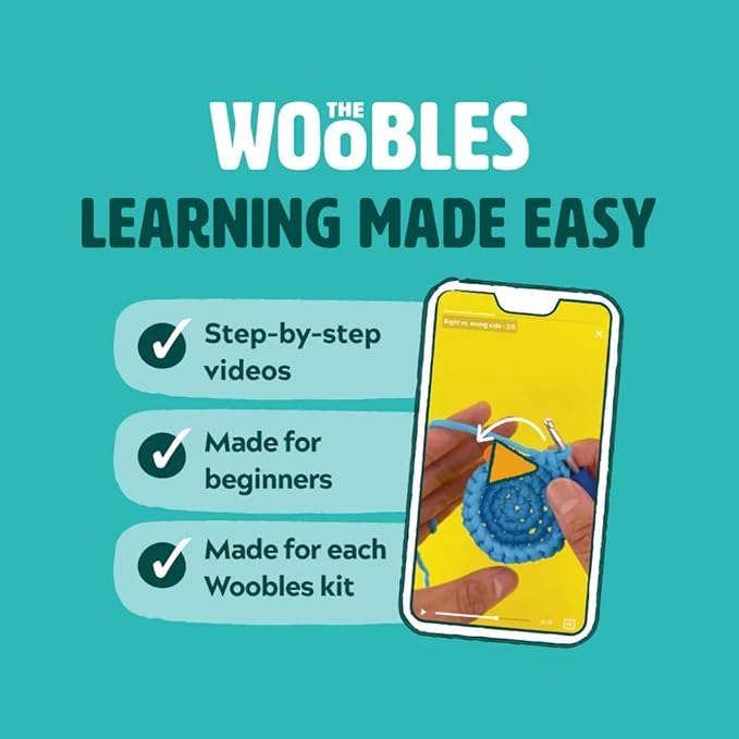 The Woobles Minecraft Crochet Kit – Beginner Crochet Kit for Adults & Kids, Easy Knitting Kit with Woobles Yarn, DIY Crafts, Crochet Animals, Minecraft Toys, Gift for Gamers & Crafters (Zombie)