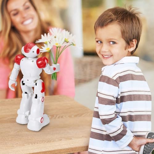 KingsDragon RC Robot Toys for Kids, Gesture & Sensing Programmable Remote Control Smart Robot for Age 3 4 5 6 7 8 Year Old Boys Girls Birthday Gift Present,Red