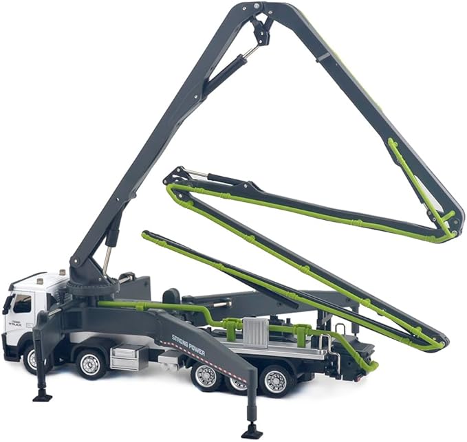 Ailejia Concrete Pump Truck Model Toy Construction Vehicle 1:50 Scale Die-cast Heavy Duty Wheeled Pump Truck Toys for Kids and Ornament (Grey)